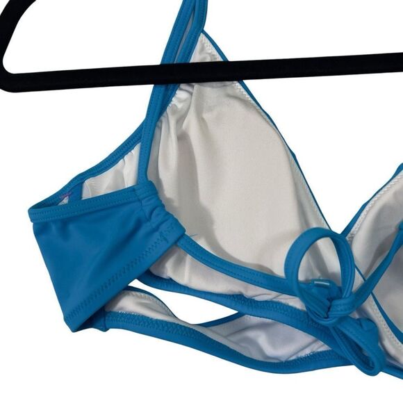 NWT‎ medium blue PINK BODY WRAP BIKINI TOP - Picture 11 of 14